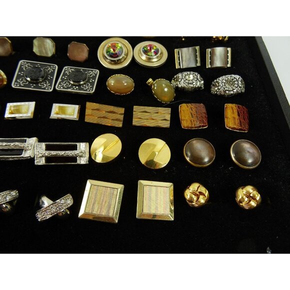 Huge Lot of Cufflinks 36 Pairs Vintage and Designer Cuff Links w Tray - Picture 5 of 7